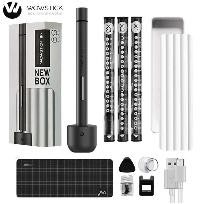 Wowstick 1F+ Pro 64 en 1 destornillador eléctrico inalámbrico carga de iones de litio luz LED Kit de destornillador eléctrico