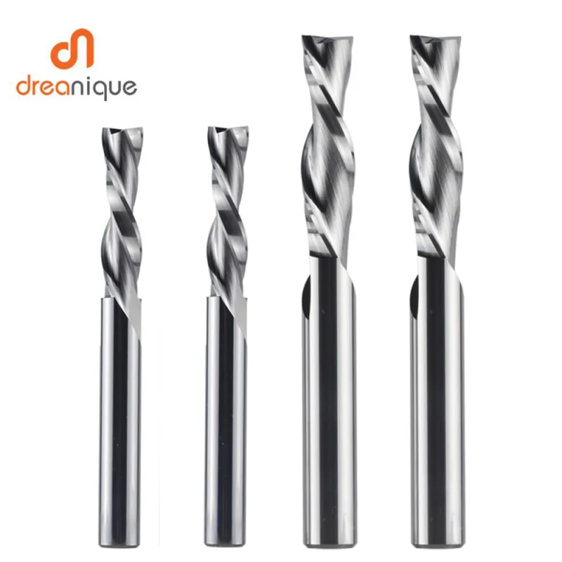 Dreanique, 1 pieza, fresa de carburo sólido 3.175 4 6 8mm, broca enrutadora en espiral de 2 flautas, fresa de extremo de carburo, corte inferior de madera MDF