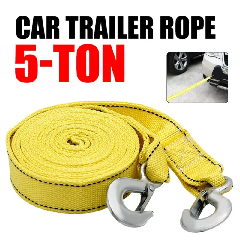 Cable de remolque Universal para coche, cuerda de remolque resistente de 5 toneladas, ganchos de correa de cuerda de remolque, accesorios para coche de recuperación de carretera y furgoneta