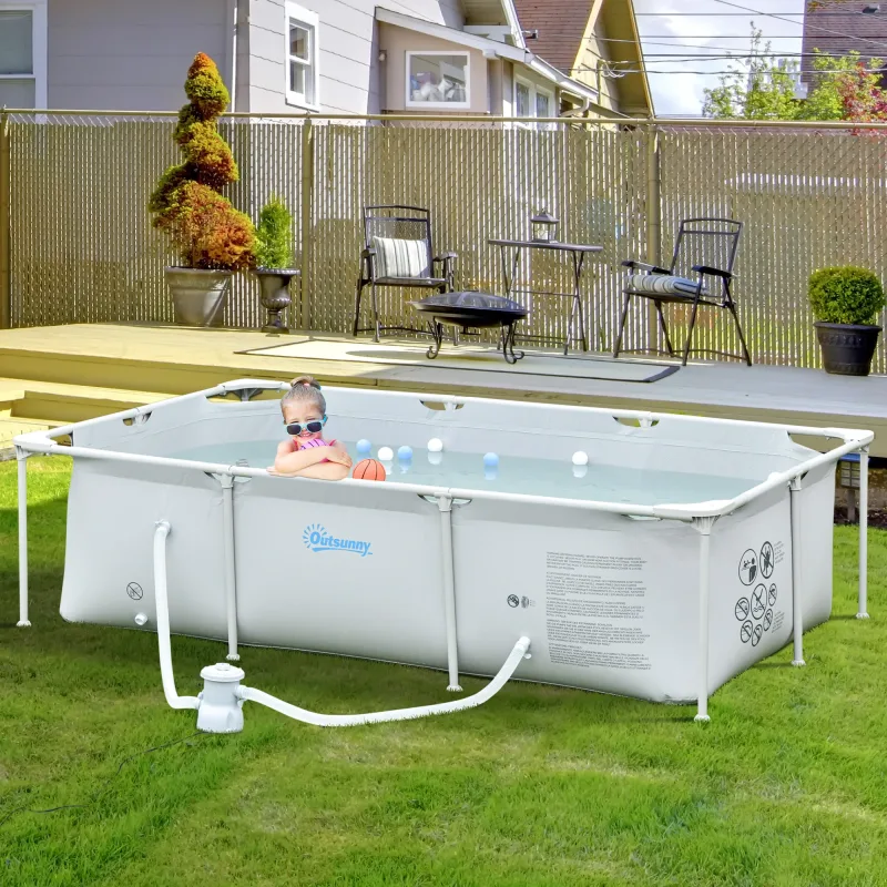 Outsunny Piscina Desmontable 2163L Rectangular con Depuradora Cartucho