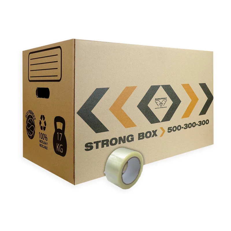 MARCPRINT Cajas Mudanza Reforzadas y Resistentes, + PRECINTO - Cajas Carton Certificación FSC - Cajas Carton Mudanza 100% Reutilizable - Cajas de Carton - Caja Carton - Cajas de Carton perfectas