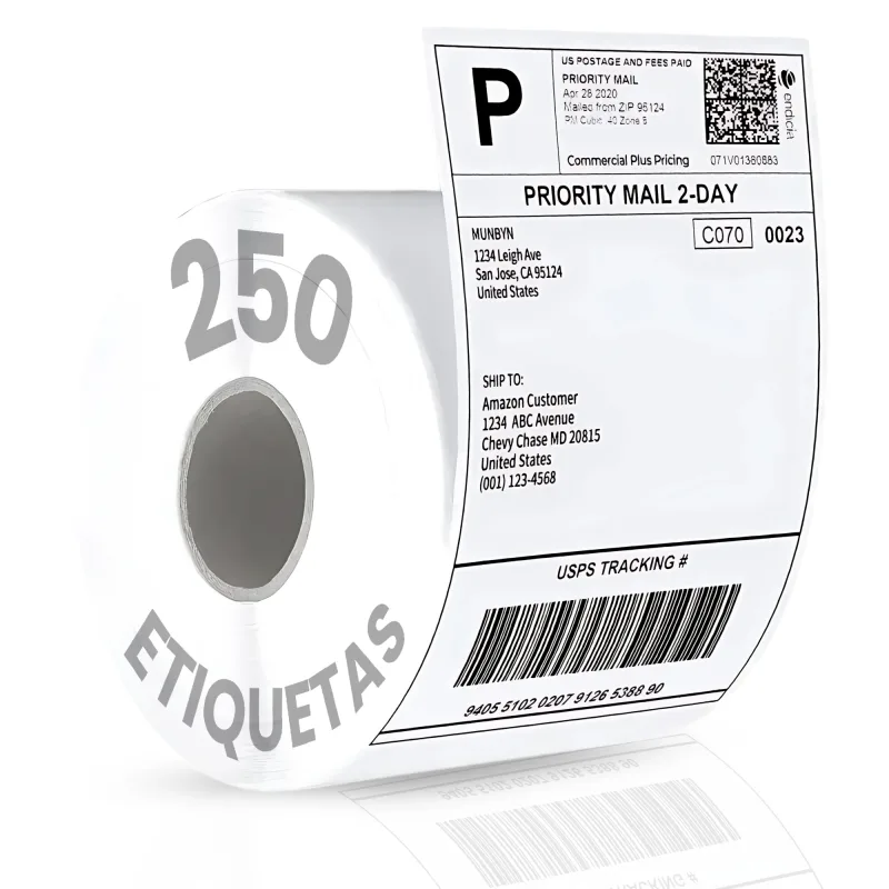 MARCPRINT Etiquetas Térmicas de Envío Directo 4x6" (100x150mm). Adhesivas para Impresoras Térmicas. Etiquetas Adhesivas para Envíos de Paquetería. 250 Etiquetas por rollo - Etiquetas Adhesivas de