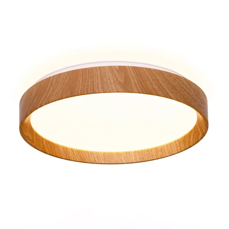 ALPINALUZ Plafón LED de Techo 30W Ø38cm - Luz CCT Seleccionable (3000K-4000K-6000K) - Diseño Efecto Madera "LUNADA"