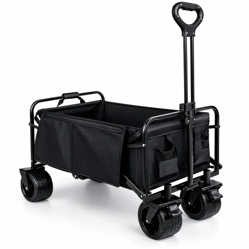 T-LoVendo Carro de Mano Plegable con Ruedas Grandes Todoterreno | Carrito Multiusos Ideal Playa, Compra, Jardín o Camping | Carga hasta 150kg | Asa Ajustable | Auxiliar | Transporte de Herramientas o