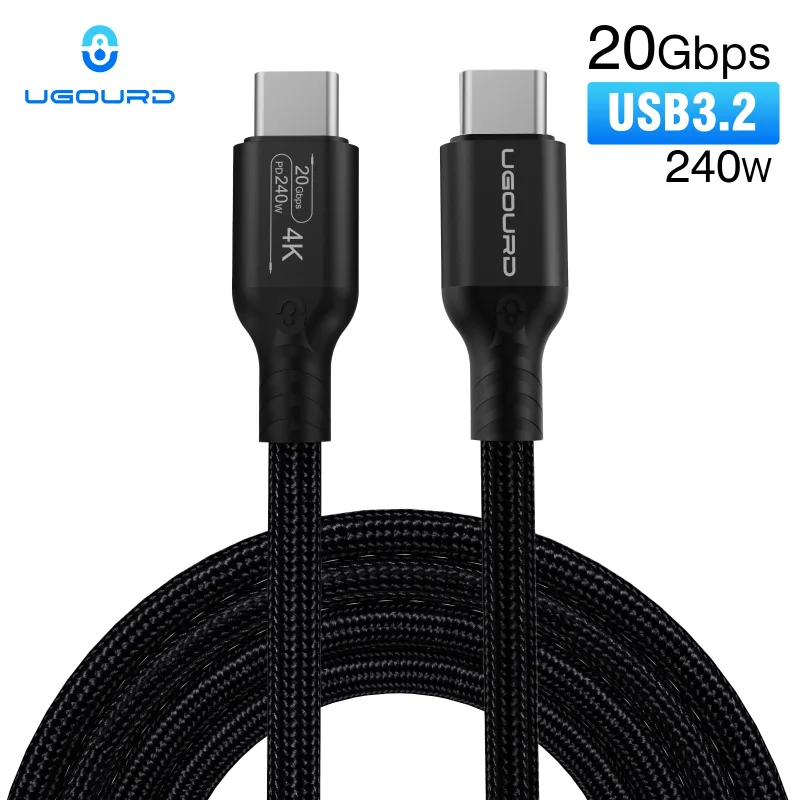 Cable USB3.2 Gen2 * 2 de función completa, Cable tipo C a C de 20Gbps, PD240W, carga súper rápida para teléfono, portátil, MacBook Pro, iPad y iPhone