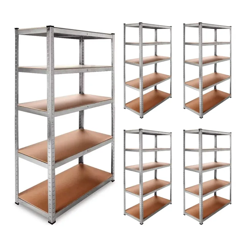 DASCK - Pack de 5 Estanterías Galvanizadas de 5 Baldas, 180x90x40 cm