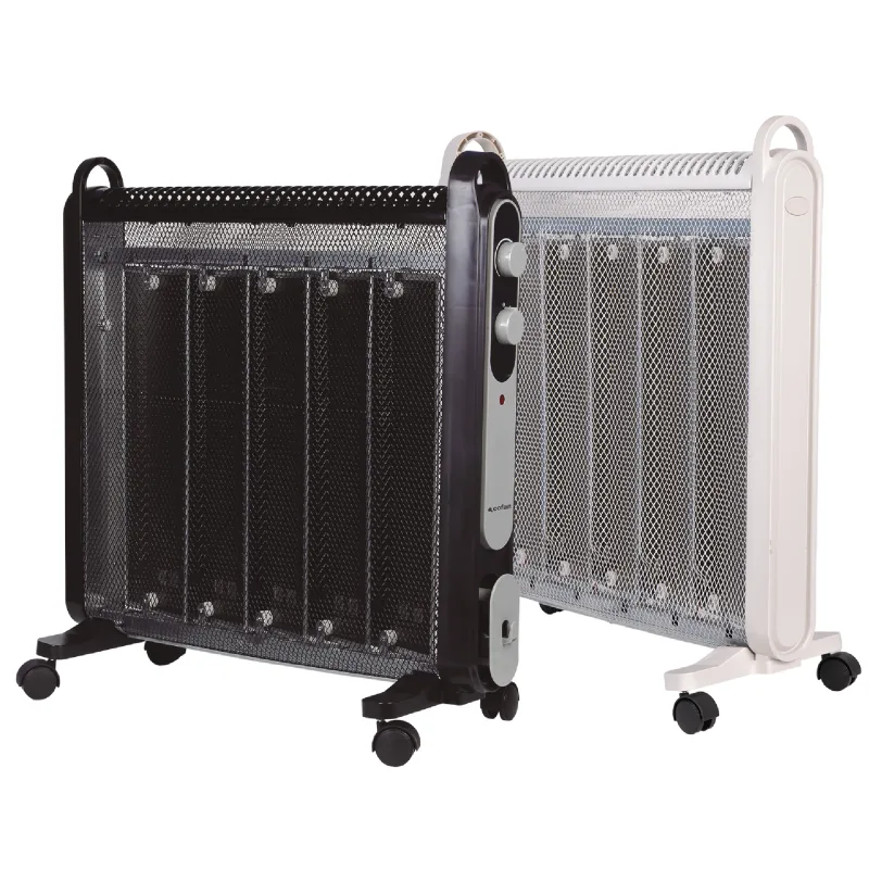 Cofan Radiador de mica 2000 W color negro o blanco, Calefactor silencioso portátil, Estufa de mica de bajo consumo, Calor por ambos lados, Termostato ajustable 2 niveles de potencia, Sensor antivuelco