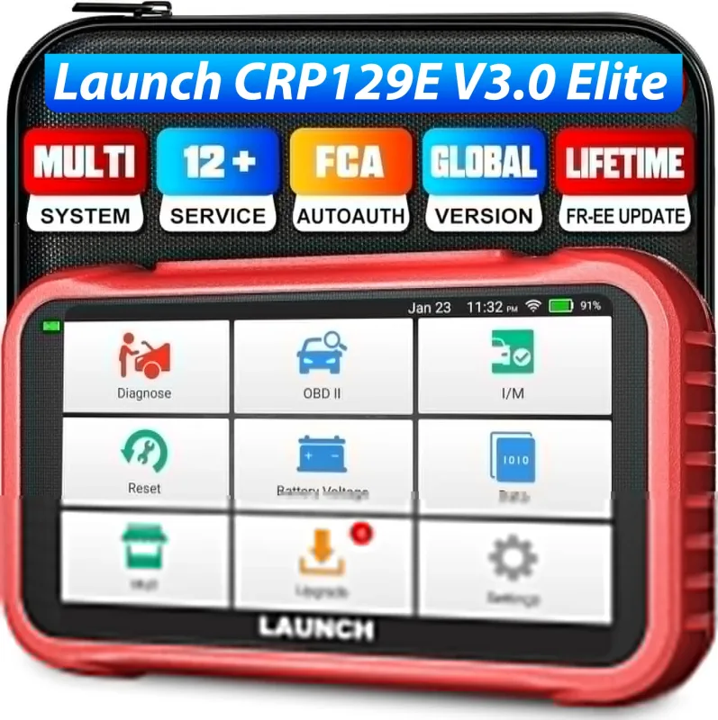 LAUNCH CRP129E V3.0 OBD2 escáner FCA AutoAuth 12 restablecer aceite/EPB/TPMS/BMS/código de inyector, purga ABS, motor ABS SRS AT SCAN herramienta