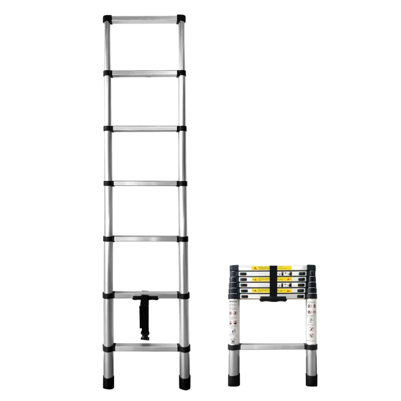 Escalera Telescópica de Aluminio Plegable y Extensible | Desde 2,0 m Hasta 4,4 m | Certificación EN131 | Escalera Multiusos Profesional y Doméstica | Ligera, Compacta y Resistente | Base