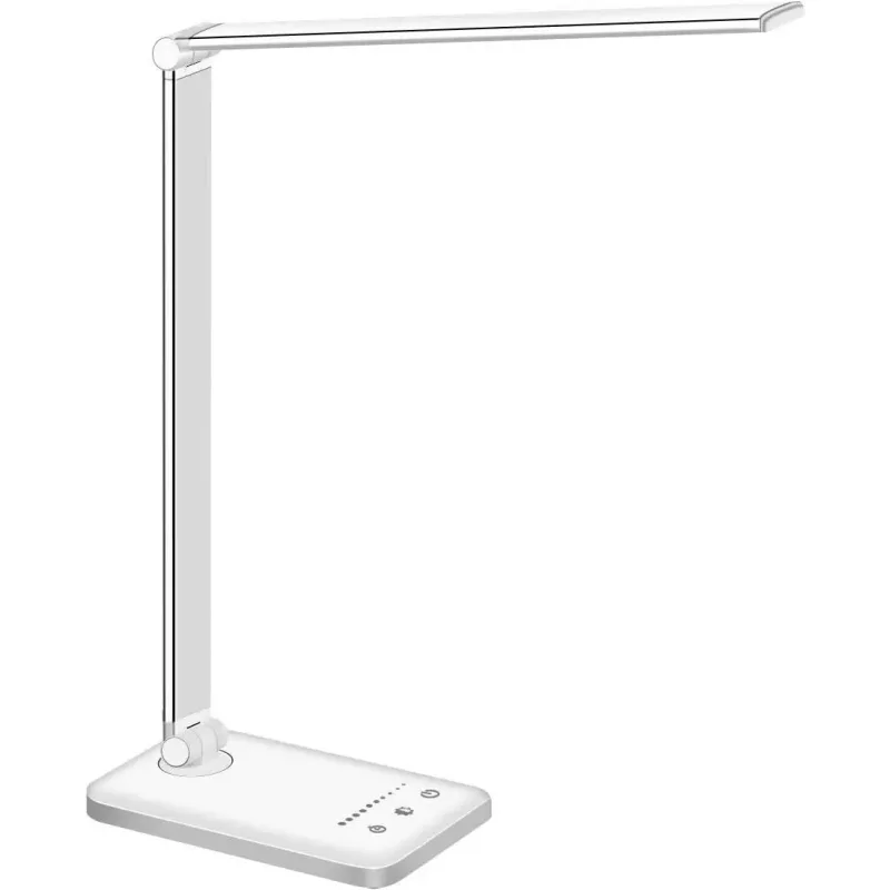 Lámpara Escritorio LED, Flexo de Escritorio (Cuidado Ocular, Puerto USB, 5 Modos,10 Niveles de Brillo,Temporizador de 30/60min, Función de Memoria)