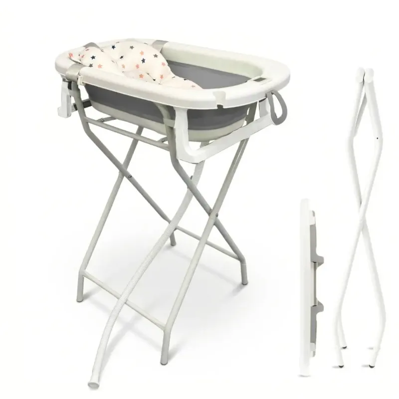 BATHBY Bañera Bebé con Cojín, Termómetro y Soporte Plegable | Ligera, Segura y Compacta para Recién Nacidos