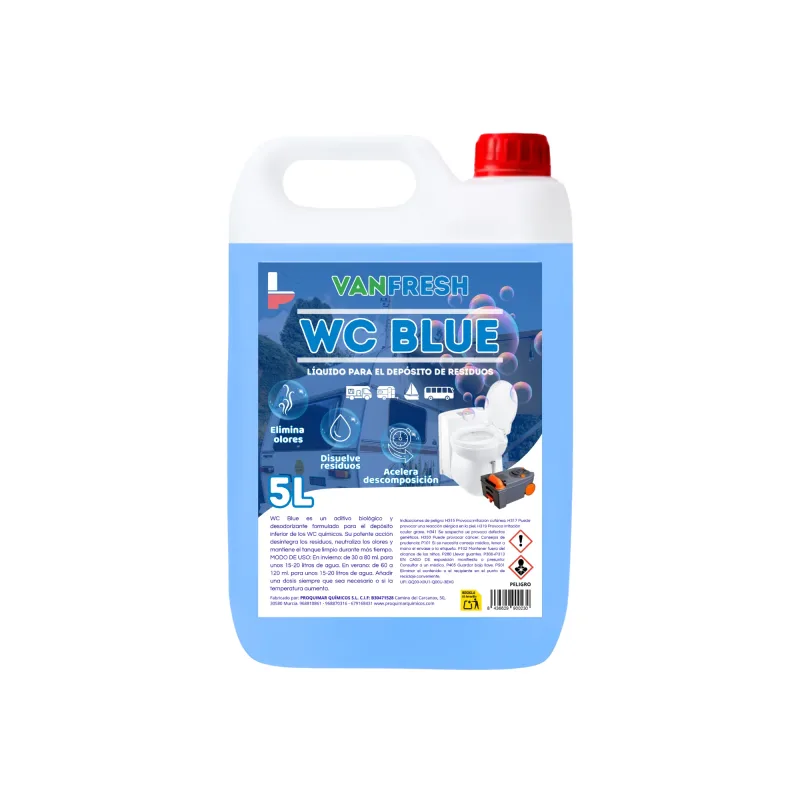 Vanfresh WC Blue - Líquido para Depósito de WC Químico 5L | Aroma Fresco, Limpieza y Control de Olores para Inodoros Portátiles, Autocaravanas y Camping