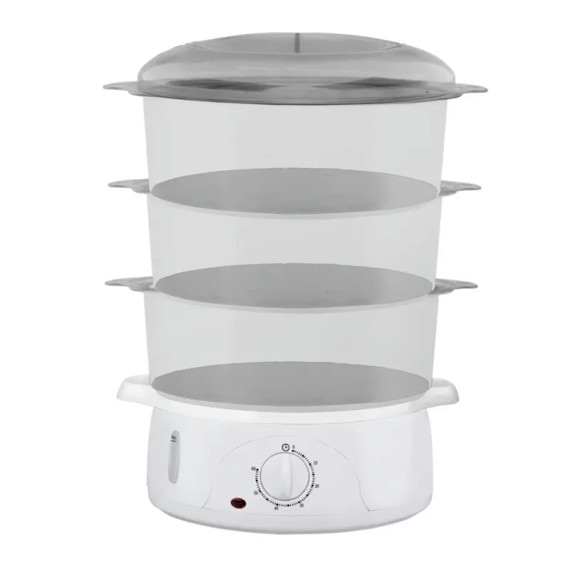 Cocedor al Vapor Eléctrico Küken 800W - Cocedor de tres niveles para cocinar varios alimentos a la vez - Temporizador de cocción hasta 60 minutos