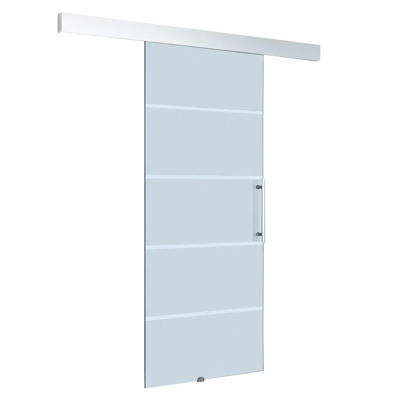 HOMCOM Puerta Corredera 205x102.5cm Puertas Correderas Cristal a Rayas sin obra