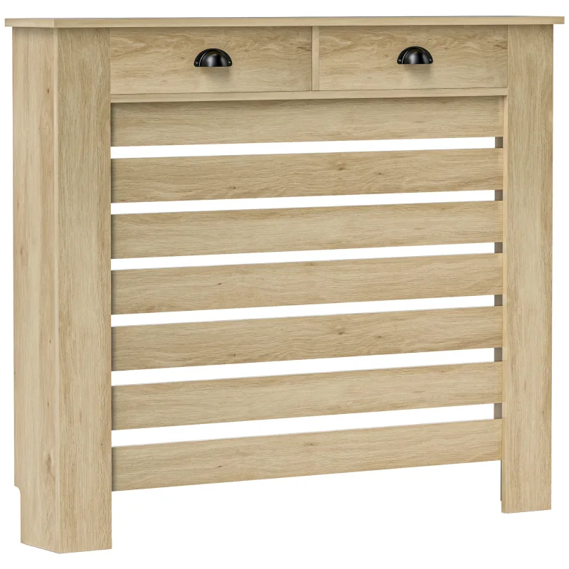 HOMCOM Cubre Radiadores con Cajón Cubreradiador de MDF Cubierta para Radiador para Salón Dormitorio Pasillo 111x19x95,5 cm Roble