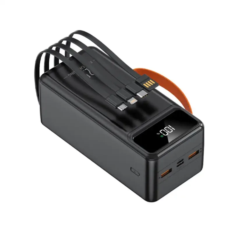 ALMALUX Power Bank 60000mAh Carga Rápida 22.5W 6 Dispositivos Pantalla LED Linterna Cables Integrados Portátil Viaje USB Pro