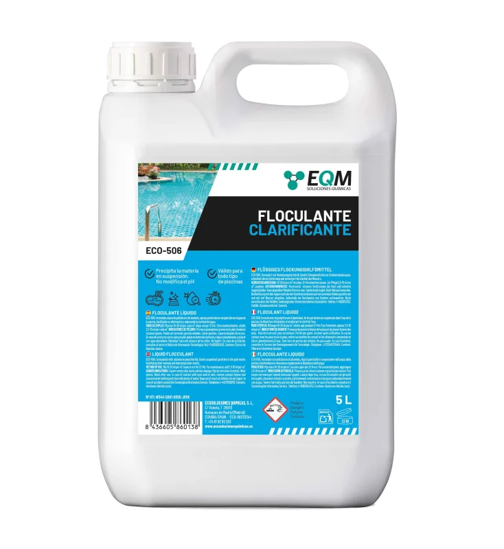 EQM - ECO-506 - Floculante Líquido Concentrado para Piscinas - 5L - Elimina turbidez y clarifica el agua en piscinas, spas etc