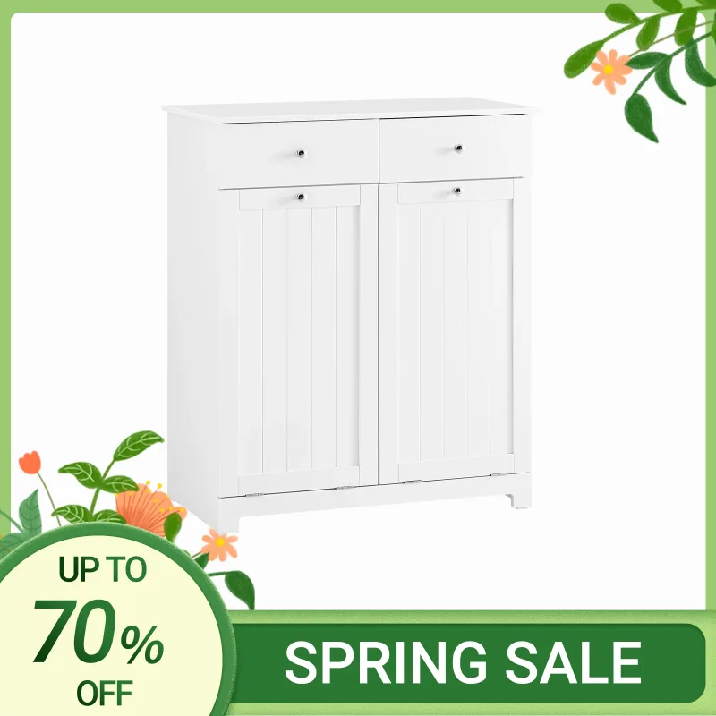 SoBuy BZR33-II Armario de baño con cesta para la ropa sucia y 2 cajones Armario para la ropa moderno MDF 78x90x38cm