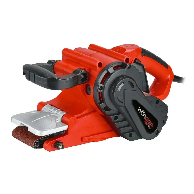 Lijadora de banda Worgrip PRO con 1010W de potencia - Incluye accesorios: bolsa recoge-polvo, cepillos carbono, banda lijadora.