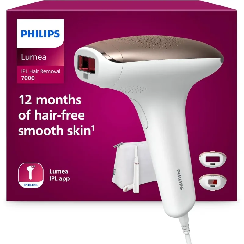 Philips Lumea Advanced BRI921/00 - Depiladora Luz Pulsada para la Depilación Permanente del Vello Visible en Casa con sensor de tono de piel, 2 Cabezales para Cuerpo y Cara y lápiz recortador compacto