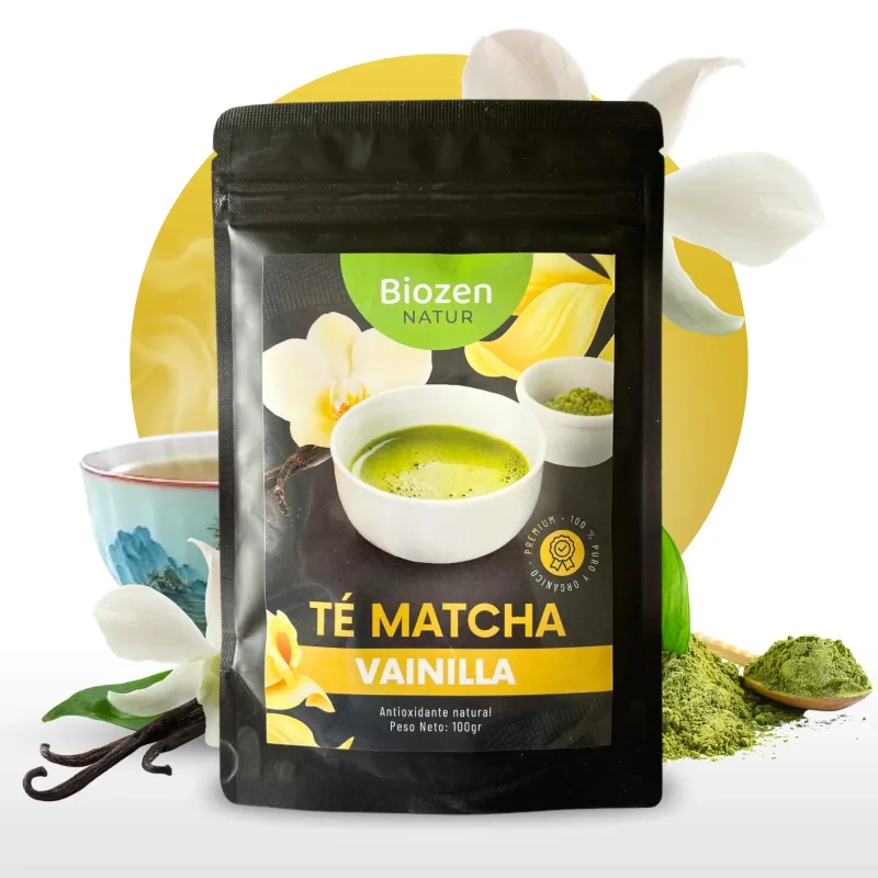 Biozen Natur, Te Matcha Vainilla Premium 100g, Orgánico sin Gluten te cuida por dentro y por fuera.