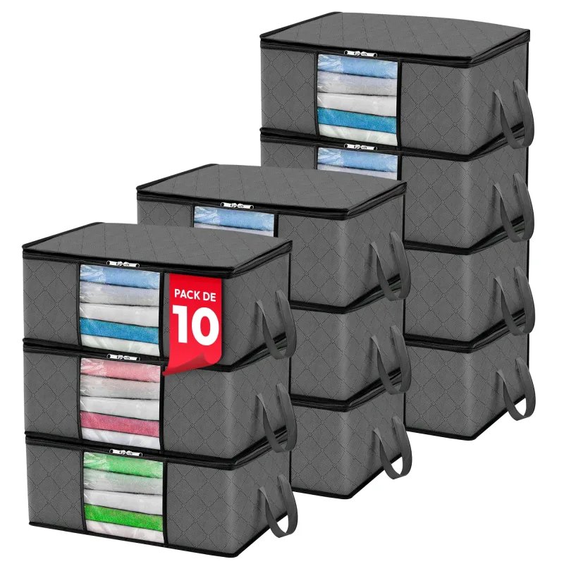 RELAXTY Cajas Almacenaje Ropa 35L | 35,5x50x18,5 cm | con Ventana Transparente, Cremallera y Asas Reforzadas