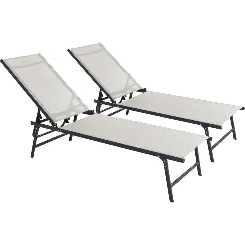 Habitat y Jardin - Juego de 2 tumbonas metálicas "Sublima" - 180 x 54 x 104 cm - Beige