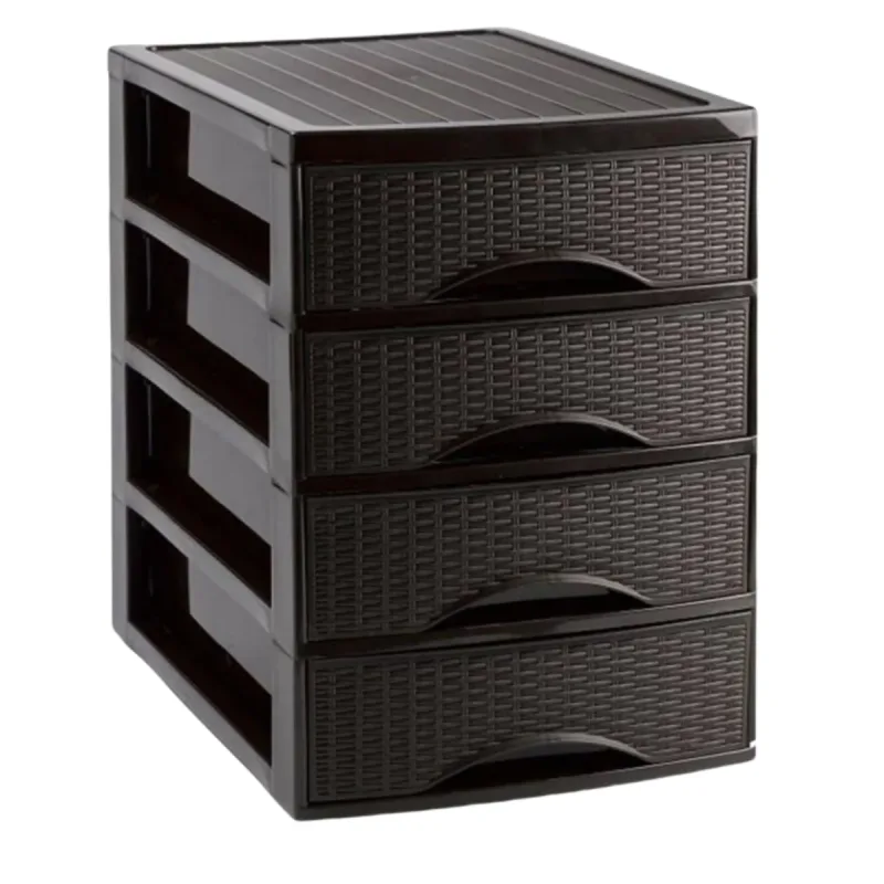 ZYLX SHOPPING - Cajonera Rattan de Sobremesa 2/3/4 Cajones, Blanco o Marrón, Ideal para Escritorio, Baño o Cocina