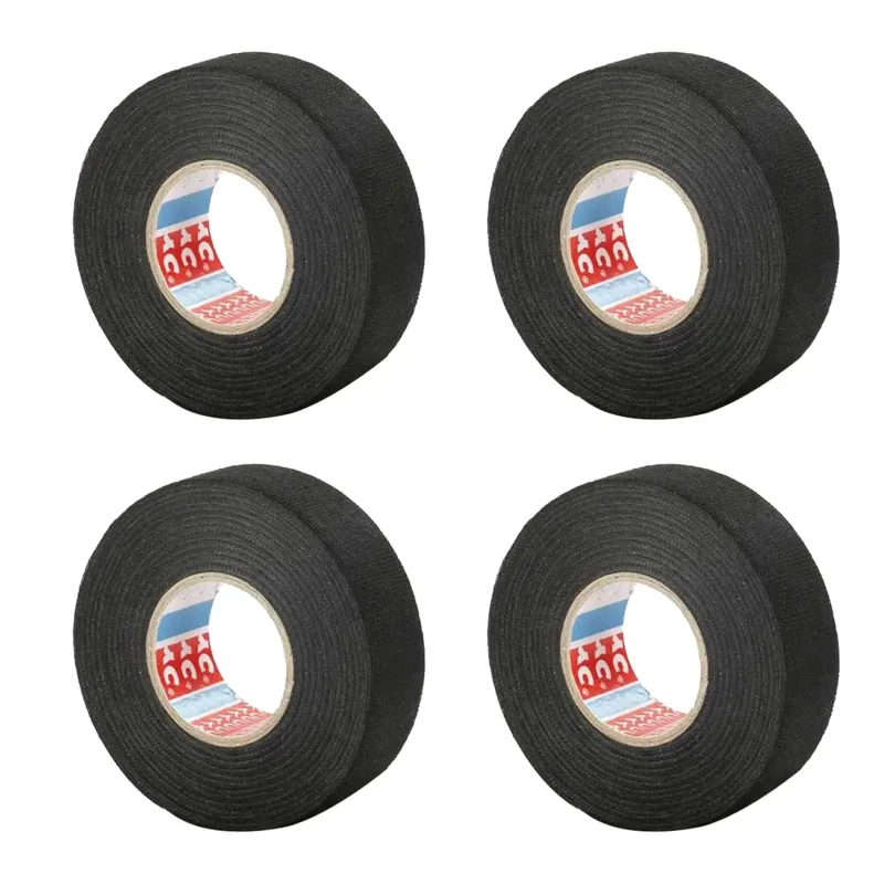 Cinta Adhesiva De Tela Aislante, Pack 4 Cintas Aislantes de Lona, Cinta Aislante no Tejida Cinta De Tela Eléctrica para Automóvil y Hogar 19 mm x 15 m