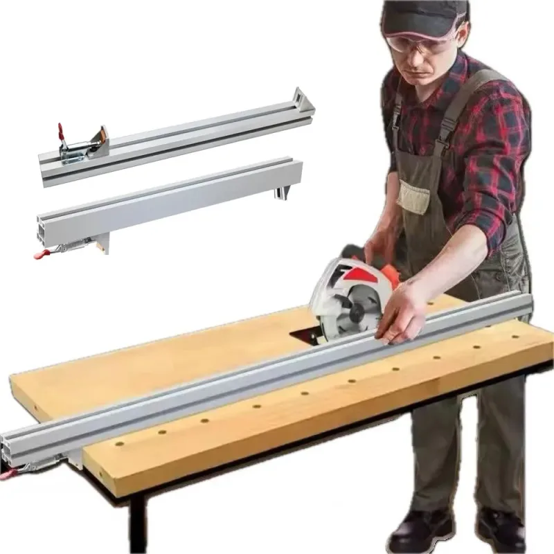 Nuevo sistema de riel guía de sierra Circular eléctrica, borde de abrazadera de 60/100/120cm, guía de corte recto, Clip de fijación, herramientas de carpintería