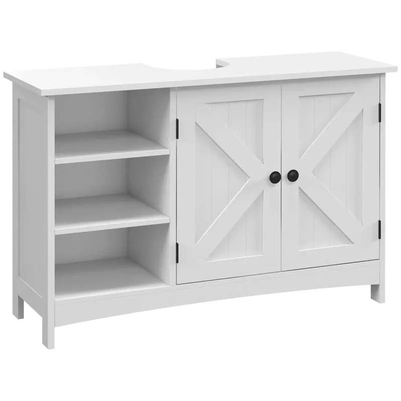 Mueble Kleankin para debajo del lavabo, mueble de baño, estantes ajustables, armario de 2 puertas, mueble para debajo del lavabo, estilo clásico