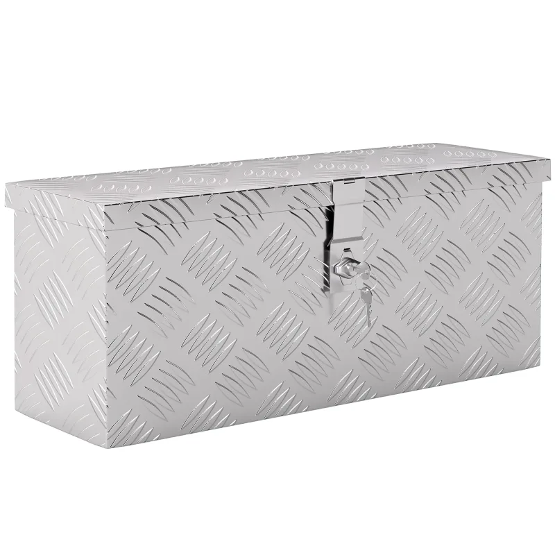 Caja de almacenamiento HOMCOM - Caja de herramientas de aluminio - Caja de herramientas de aluminio. Llave con bloqueo dim. 50L x 15.5l x 20,5H cm - arg