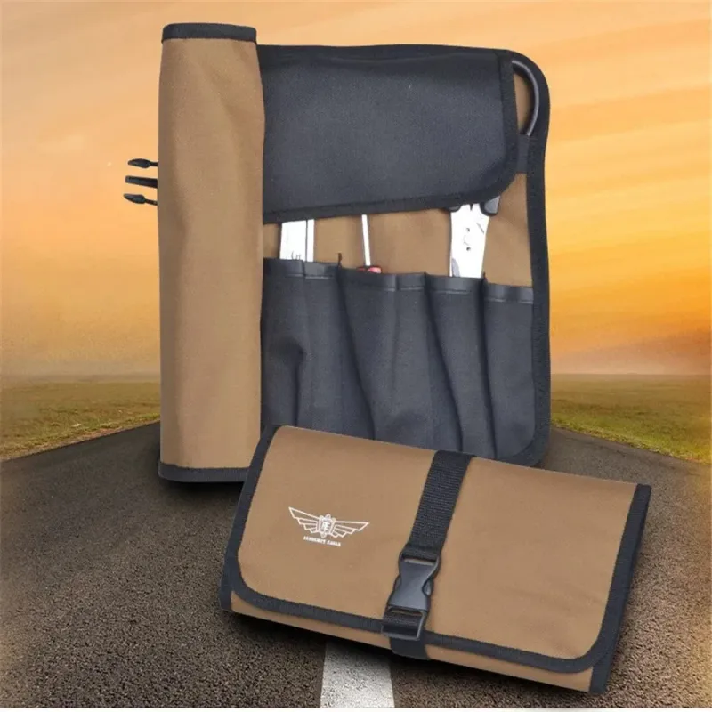 Bolsa de Herramientas Portátil Enrollable de Tela Oxford, Llave Inglesa Plegable, Martillo, Bolsa de Almacenamiento de Herramientas de Bolsillo para Camping