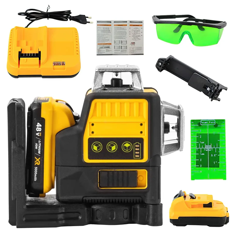 Nivel Láser OWJHE de 12V, Autonivelante, 12 Líneas, 3 Lados*360 Grados, Herramientas de Línea Cruzada Horizontal y Vertical Autonivelantes