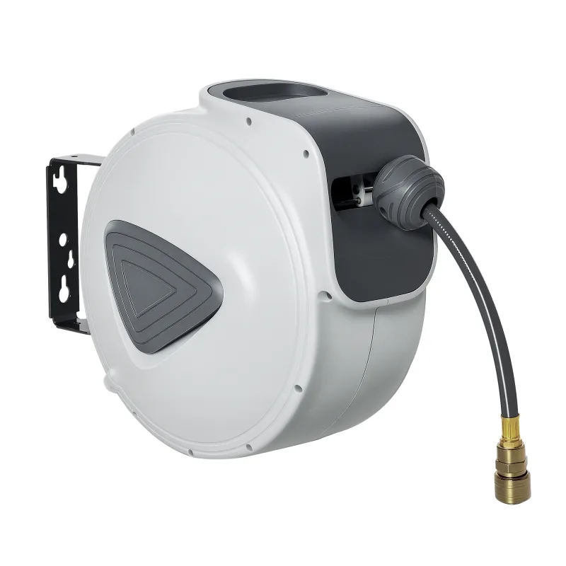 DURHAND Carrete de Manguera de Aire Comprimido Automático Conector de 1/4'' BSP con Soporte para Pared Giratorio 180° Diámetro