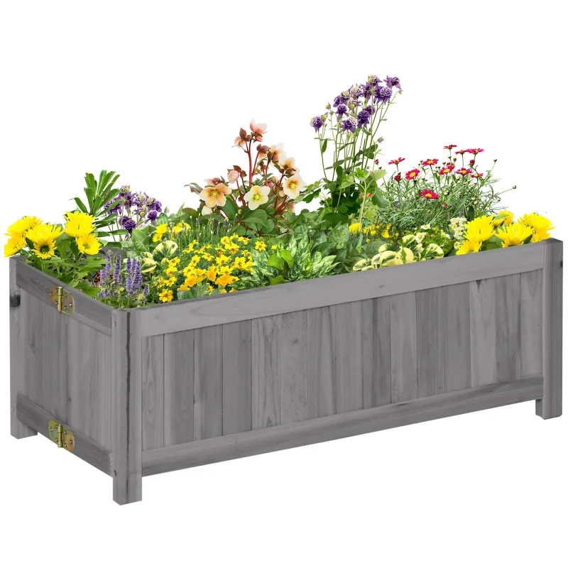 Outsunny Jardinera de Madera Plegable con 4 Patas 70x30x25 cm Gris