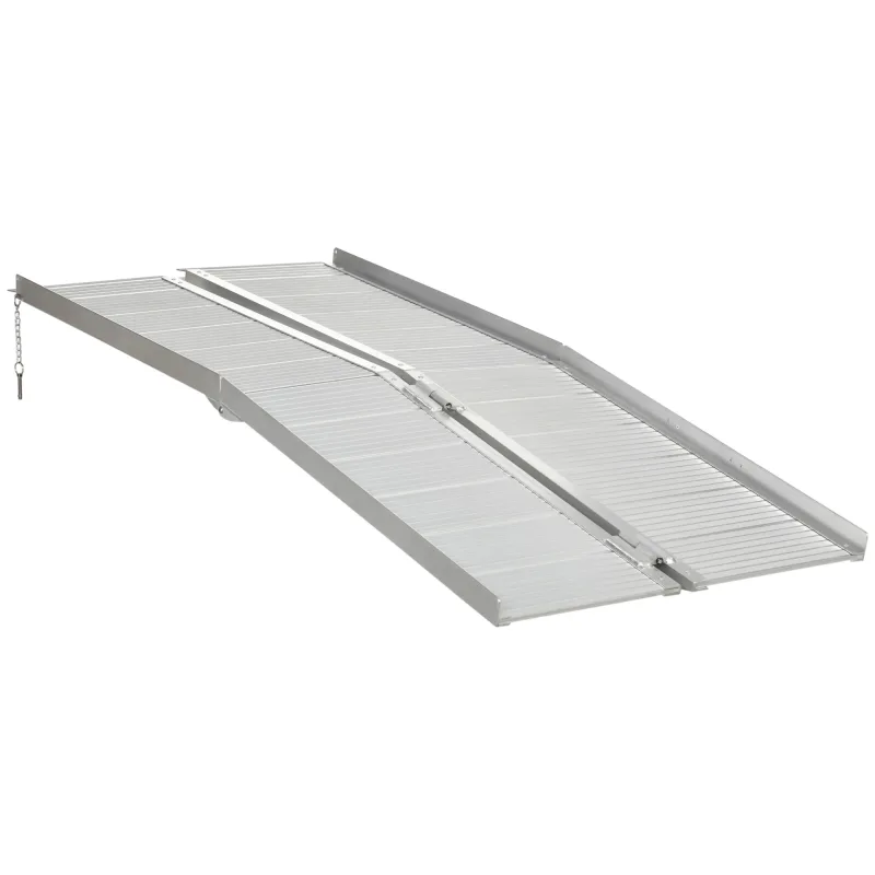HOMCOM Rampa de carga plegable para silla de ruedas, rampa de carga de max. Carga máxima cm Rampa de acceso antideslizante de aluminio Kg con sistema de seguridad para personas mayores, discapacitadas