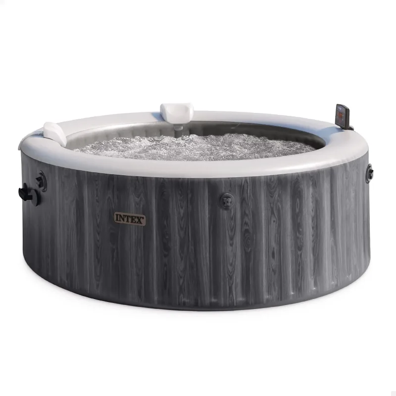 INTEX - Spa hinchable Bubble Massage Greywood Deluxe 4-6 personas, calentador 2.200W, salidas de aire caliente, caja de control, panel WI-FI inalámbrico, depuradora con filtro S2, cloración salina,