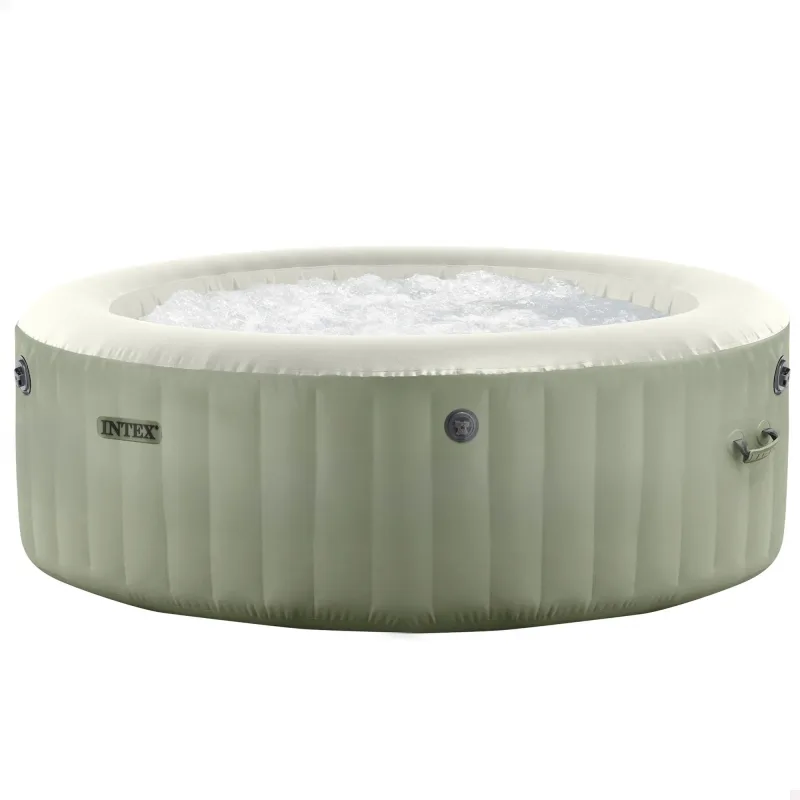 INTEX - Spa hinchable Bubble Massage Verde Oliva 4-6 personas, calentador 2.200W, salidas de aire caliente, caja de control, panel incorporado, depuradora con filtro S2, instalación cloración salina