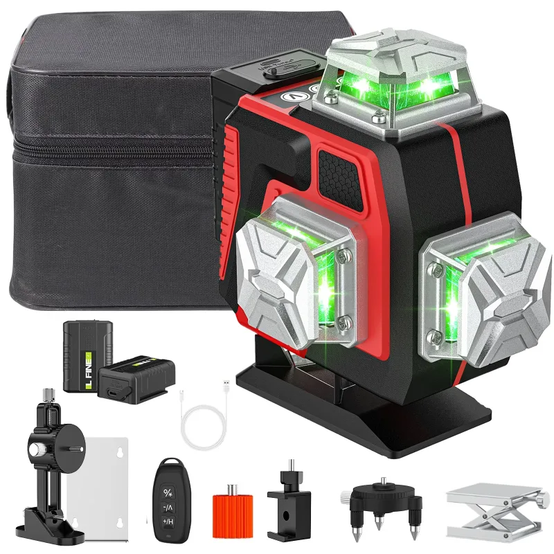 Nivel Láser 4D de 16 Líneas OWJHE, Línea Verde Autonivelante, 360 Horizontal y Vertical, Nivel Láser Súper Potente con Haz Verde
