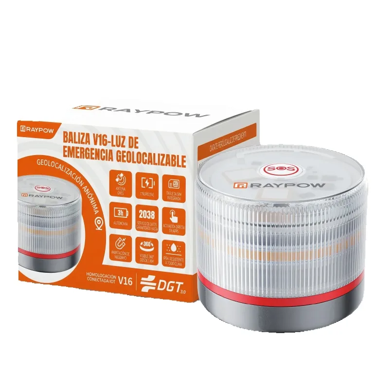 Baliza V16 Homologada DGT con Geolocalización IoT Luz Emergencia Coche Visible 1 km 360° Datos Incluidos hasta 2038 Sustituto Of