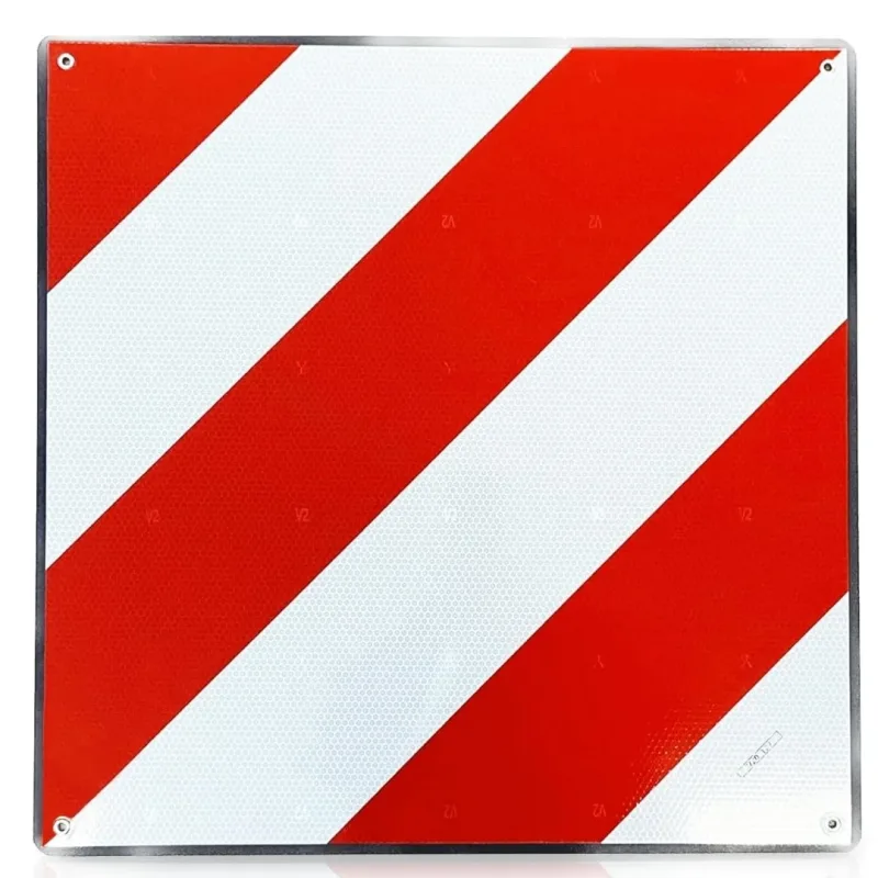 Señal V20 Homologada,Placa V20 Señal de Peligro Mercancía Sobresaliente,Placa de Carga Sobresaliente, ABS flexible, 50x50cm