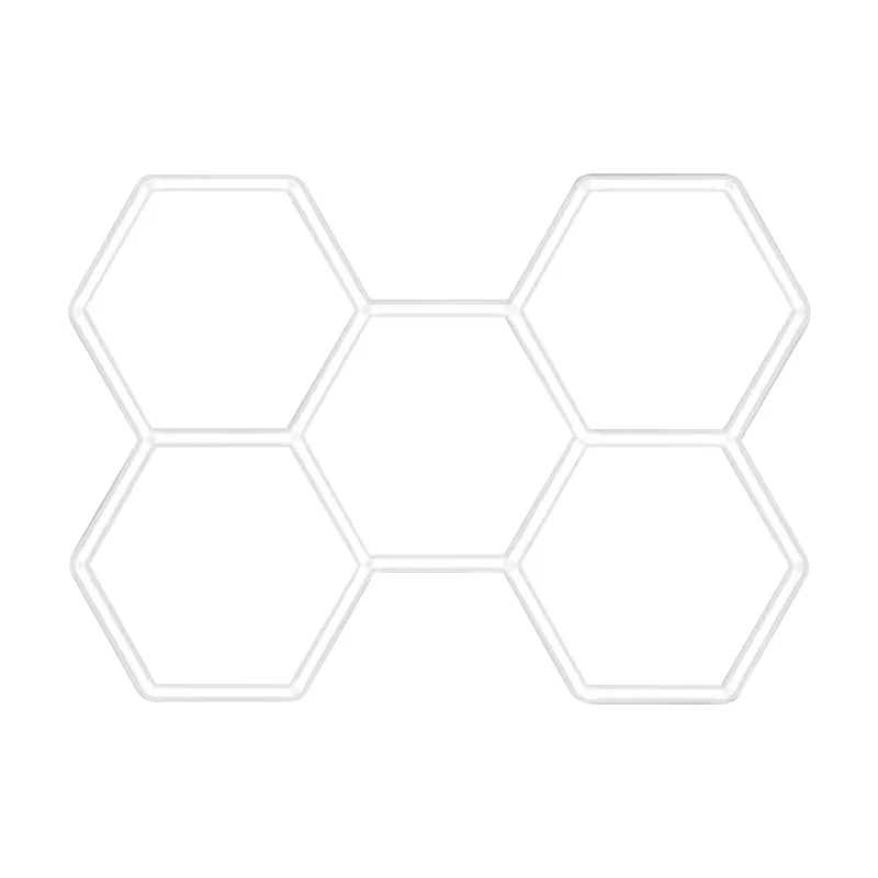 Hola led Lámpara LED Hexagonal 144W - 5 Rejillas, 6500K, CA 85-265V, Carcasa Blanca, Luz de Techo Moderna para Interiores