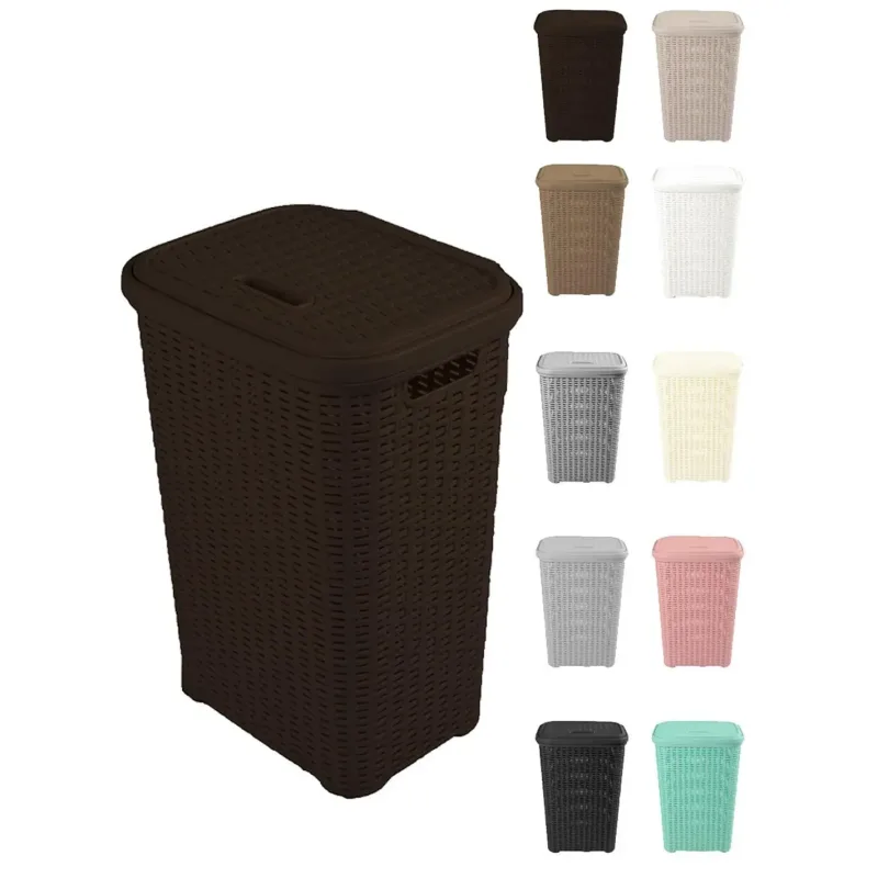 JARDIN202 - Pongotodo Diseño Rattan para Colada 60L - Cesto Para la Ropa Sucia