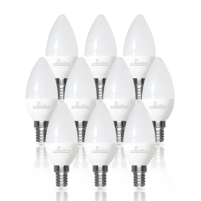 LED ATOMANT Bombilla LED tipo Vela C37 con casquillo E14, 6W de potencia y 610 lúmenes, ideal para lámparas decorativas, apliques y candelabros. Luz eficiente y de bajo consumo, encendido instantáneo