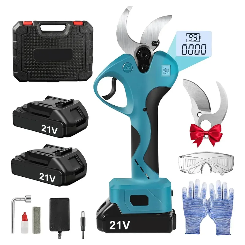 Tijeras Eléctricas Inalámbricas de 40 mm, Podadora Eléctrica Recargable, Herramienta para Árboles Frutales y Bonsáis, Recortadora de Jardín