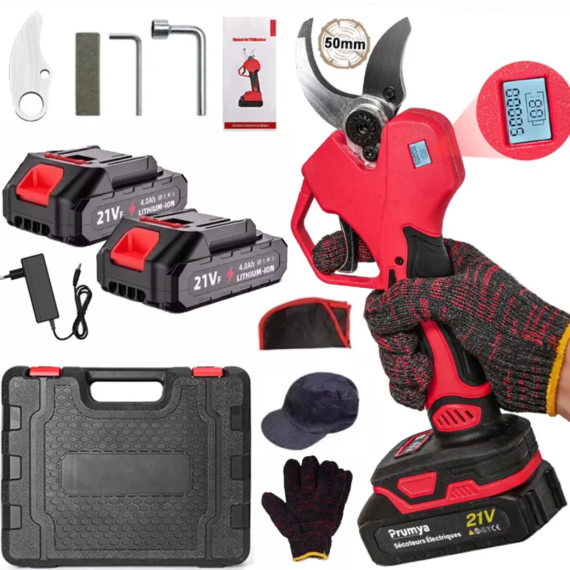 Tijeras de podar eléctricas sin escobillas de 50 mm, tijeras de podar inalámbricas a batería, cortador de árboles frutales y bonsáis para jardín, compatible con batería Makita.