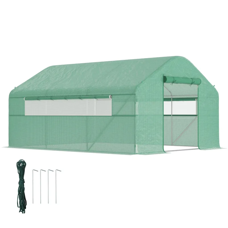 Outsunny Invernadero de Exterior 4x3x2 m con Cubierta de PE Anti-UV