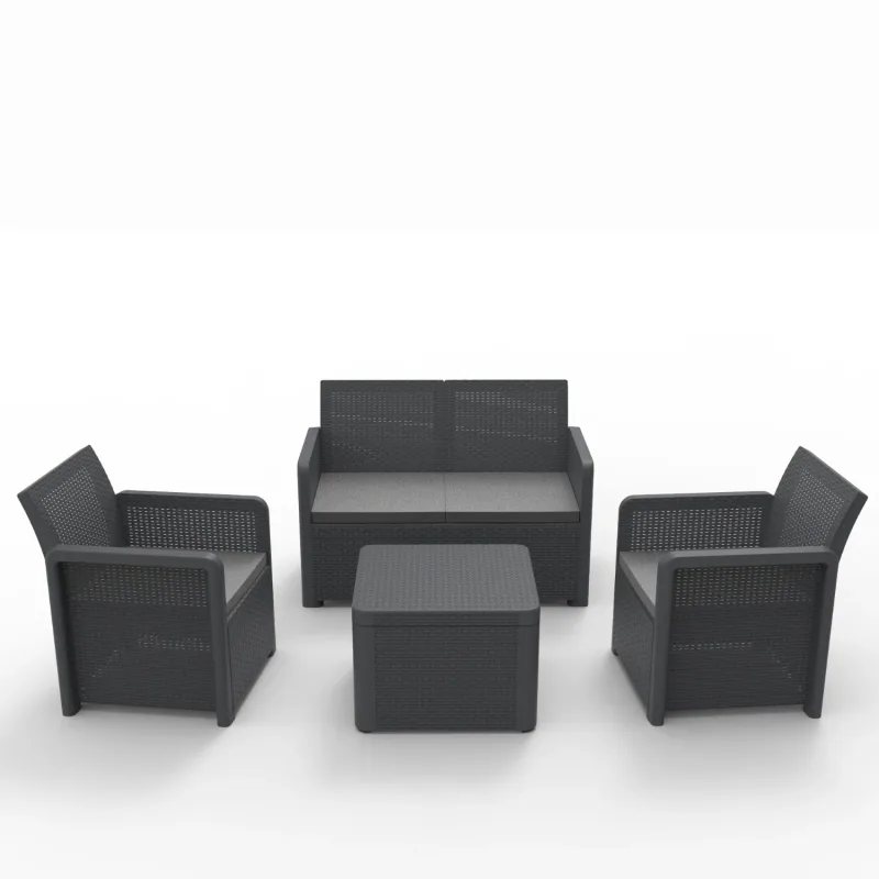SP Berner - Set de Muebles de Jardín y Terraza Nassau Confort - Sofá 2 Plazas, 2 Sillones y Mesa de Centro - Fabricado en España con Plástico Reciclado