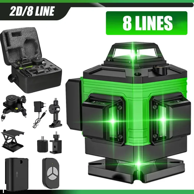 Nivel Láser 2D OWJHE de 8 Líneas, Línea Verde, Autonivelante, 360 Horizontal y Vertical, Nivel Láser Eléctrico, Herramientas Profesionales de Construcción